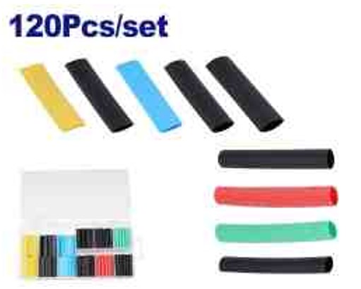 120 Piece Heat Shrink Tubing Assortment PE 4-8x40mm Mixed Colors Plastic Box